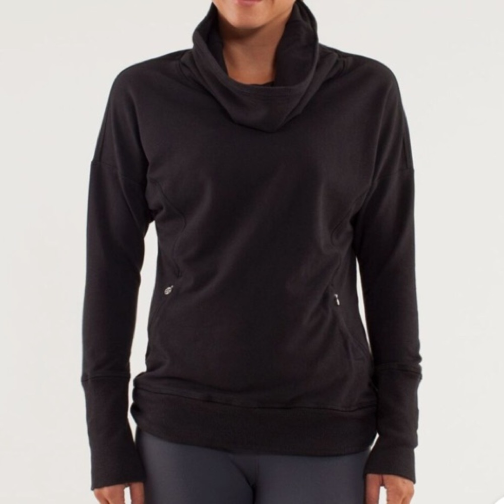 Lululemon Run Rest Day Long Sleeve Pullover Stretch French Terry Black